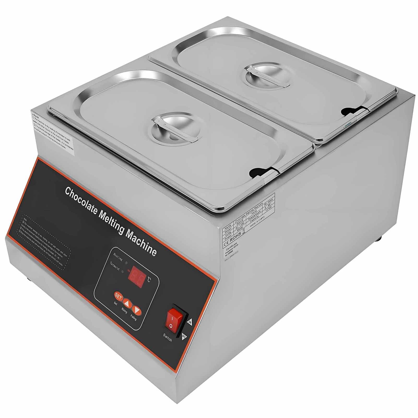 Cioccolato da Sciogliere,Non Richiede Acqua,Controllo Temperatura Preciso 0~95℃,Riscaldamento Uniforme,Pentola Interna in Acciaio Inossidabile,Temperatrice Cioccolato 2Pot