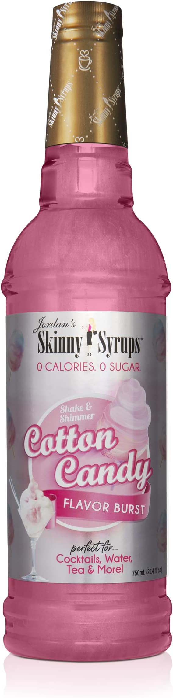 Jordan's Skinny Syrups Sugar Free Flavor Infusion Syrup - Cotton Candy - 0 Calories 0 Sugar 0 Carbs - Gluten Free, Keto Friendly, Made in the USA