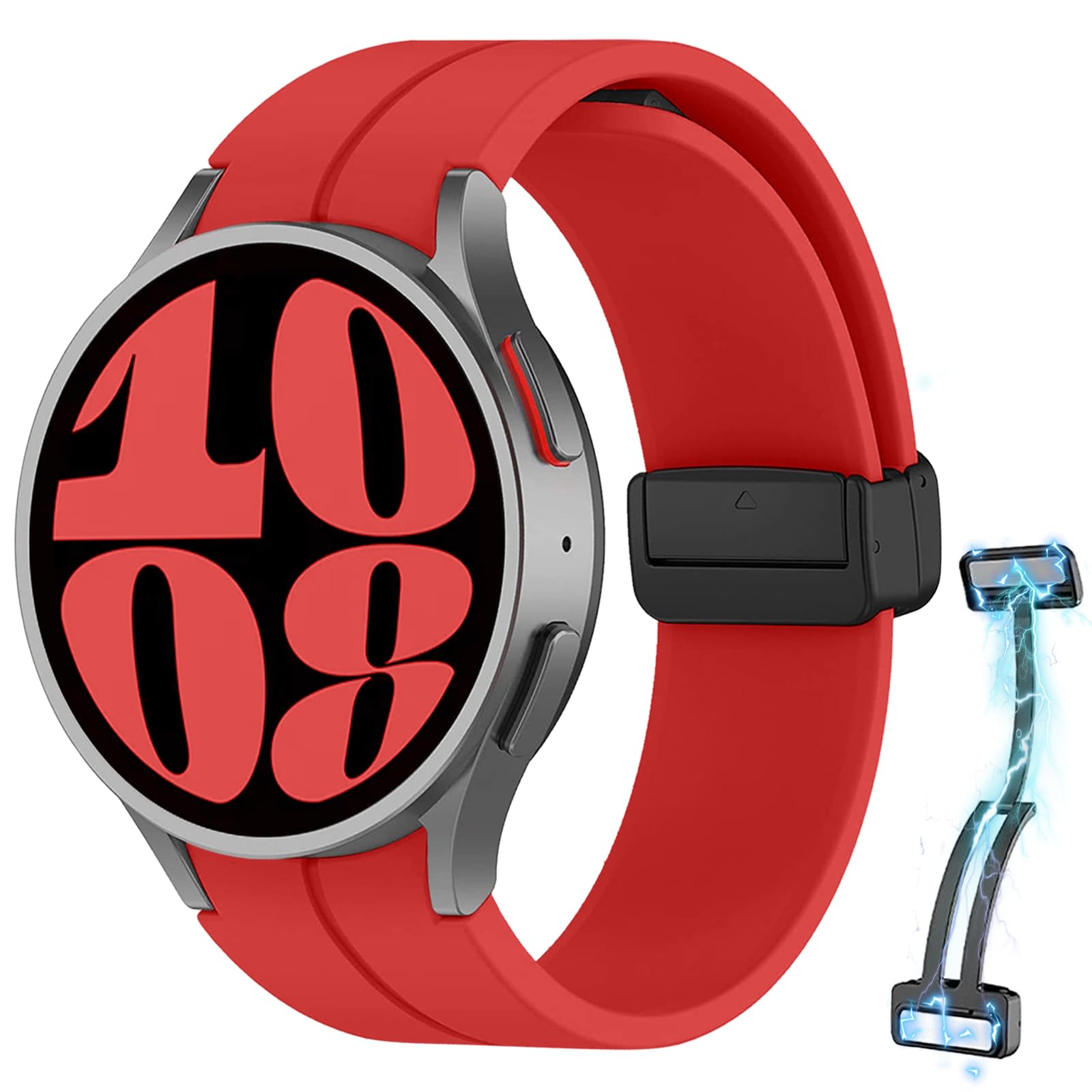 Magnetic Bands for Samsung Galaxy Watch 5 Pro/7/6, Soft Silicone Strap for Galaxy Watch 5/4, Women & Men