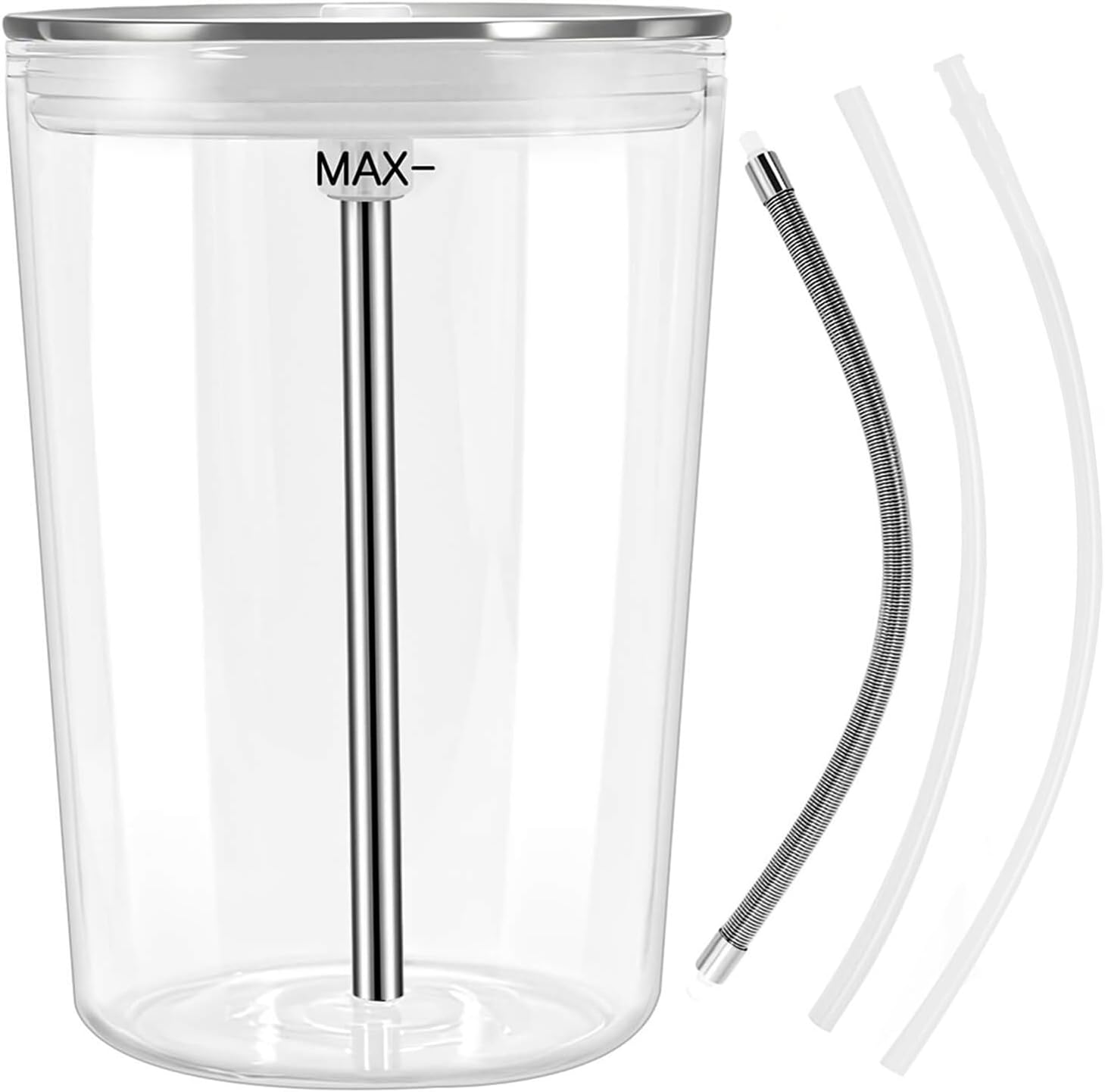 Glass Milk Container with Stainless Steel Milk Pipe Casing and HP3 Adapter Compatible with Jura Coffee Machine Models E8, S8, Z8, Z6 (16.9 oz)