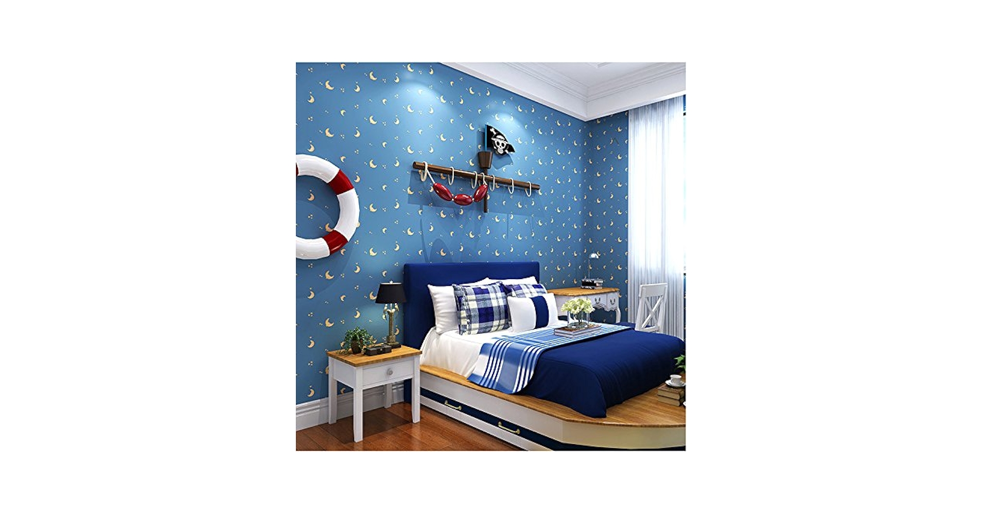 Amazon | KeTian現代ミニマルムーンパターン子供部屋ベッド