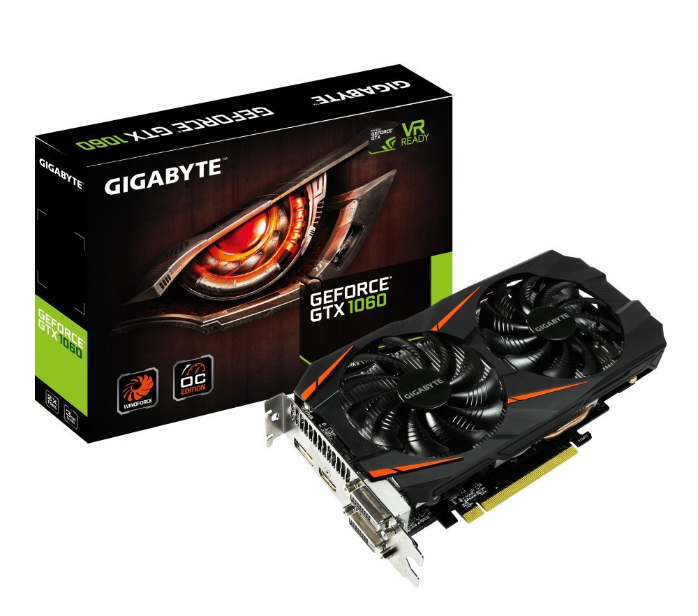 Gigabyte GTX 1060 WINDFORCE OC 3G GeForce GTX 1060 3GB GDDR5 karta graficzna (aktywna, ATX, NVIDIA, GeForce GTX 1060, GDDR5, PCI Express x16 3.0)