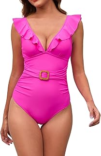 Trajes de baño para mujer Sexy Color sólido traje de baño con lazo trasero y cinturón peplum traje de baño de mujer