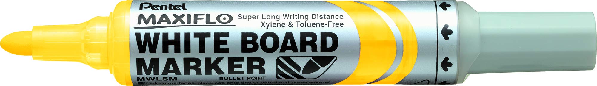 PentelAustralia Mwl6-G Maxiflo Pump It Chisel Point Whiteboard Marker, Yellow, Box Of 12