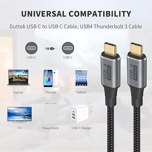 Miniatura 2 de Duttek Cable Thunderbolt 3 de 1 pie19.7 in, cable USB4 de 40 Gbps compatible con 100 W PD carga rápida 8K 60Hz video compatible con Thunderbolt 4 y