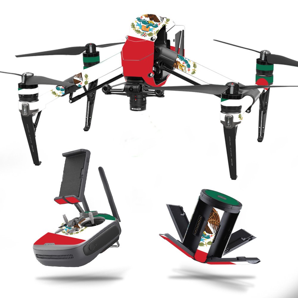 MightySkins Skin Compatible with DJI Inspire 2 - Mexican Flag | Protective, Durable, and Unique Vinyl Decal wrap Cover | Easy to Apply, Remove, and Change Styles | Made in The USA