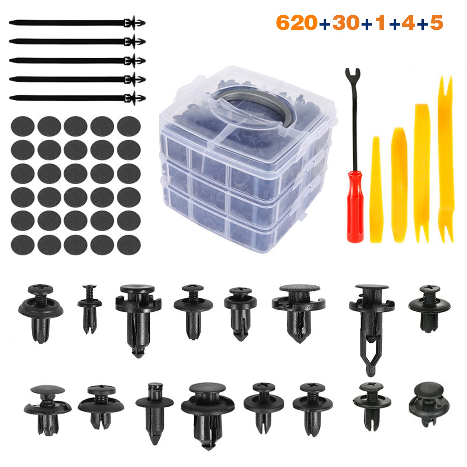 660-Piece Car Retainer Clip Kit – Universal Push Pin Fasteners For Bumper & Trim (Fits GM, Toyota, Honda)