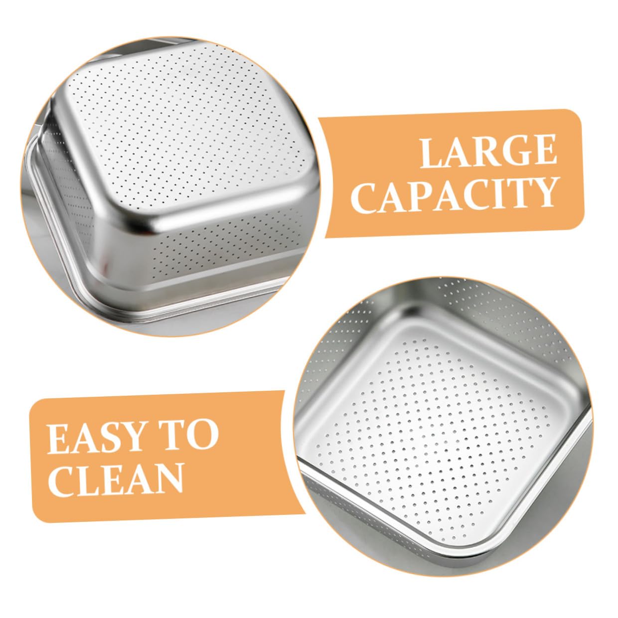 Zerodeko Colador de Cocina Grande de Acero Inoxidable Capacidad Amplia y Diseño Cuadrado, Escurridor Multifuncional y Confiable para Lavado y Drenaje en Fregadero