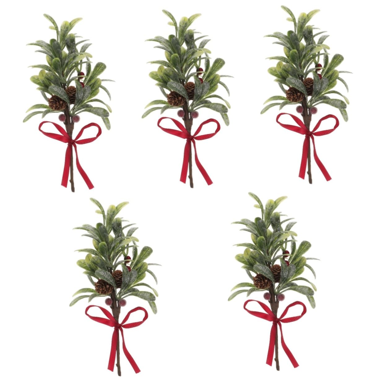 ABOOFAN 5st Künstlicher Mistelzweig Weihnachtsmistelzweig Gefälschter Mistelzweig Türbehang Mistel Weihnachtsblumenzweig Weihnachts-Mistelzweig-anhänger- Simulationsauswahl Plastik