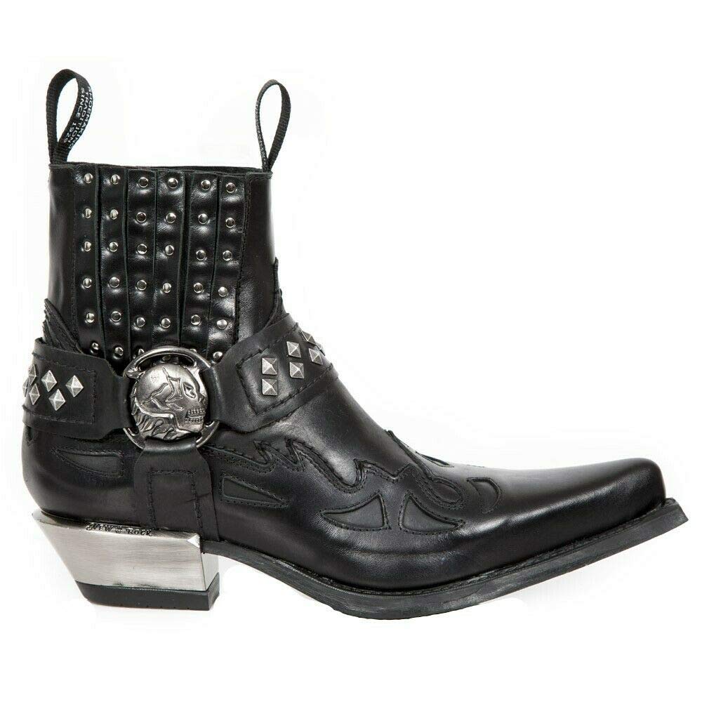 Amazon.com: New Rock M.7950-S9 Black Ankle Boots Western Goth