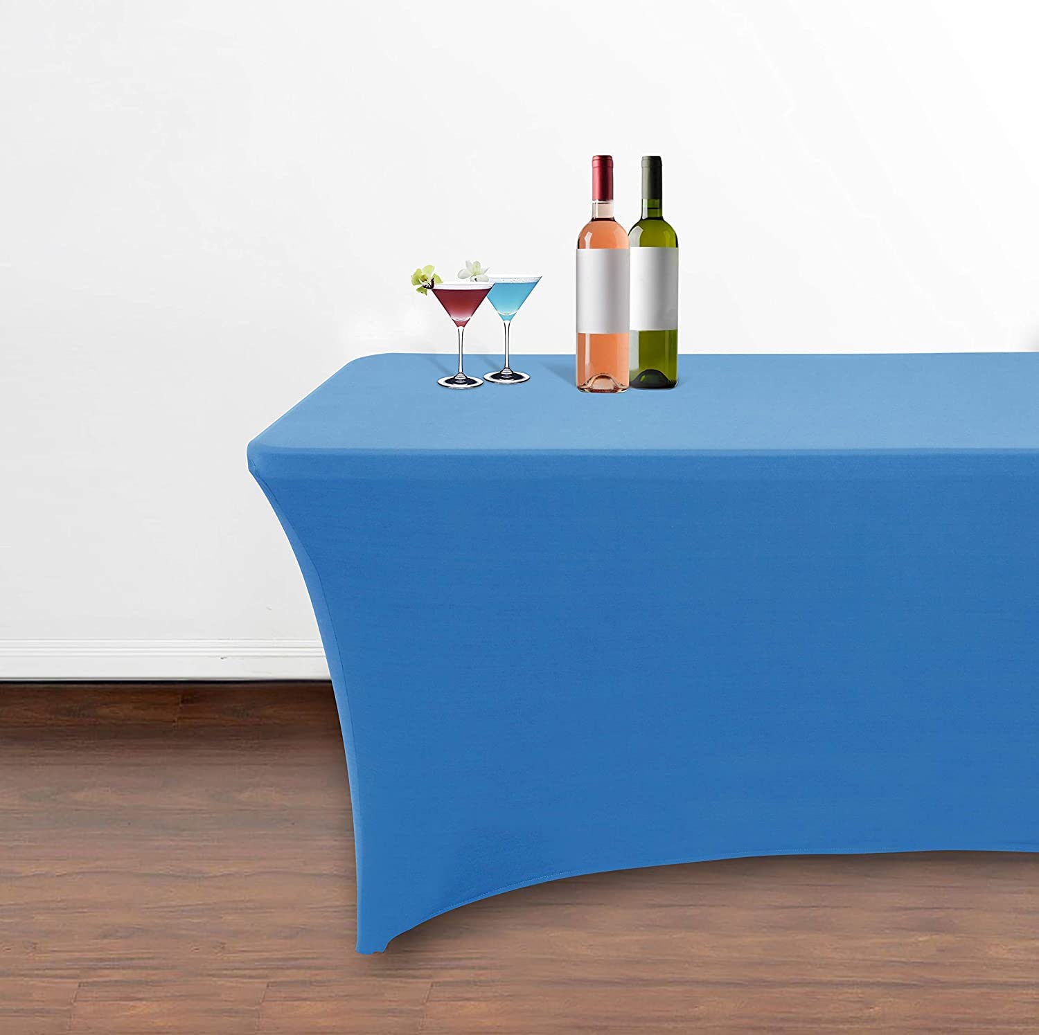 Obstal 6 Pack Stretch Spandex Table Covers for 6 Foot Tables - 6 FT Universal Rectangular Fitted Tablecloth Protector for Wedding, Banquet, Party (Aqua, 72 Length x 30 Width x 30 Height Inches)