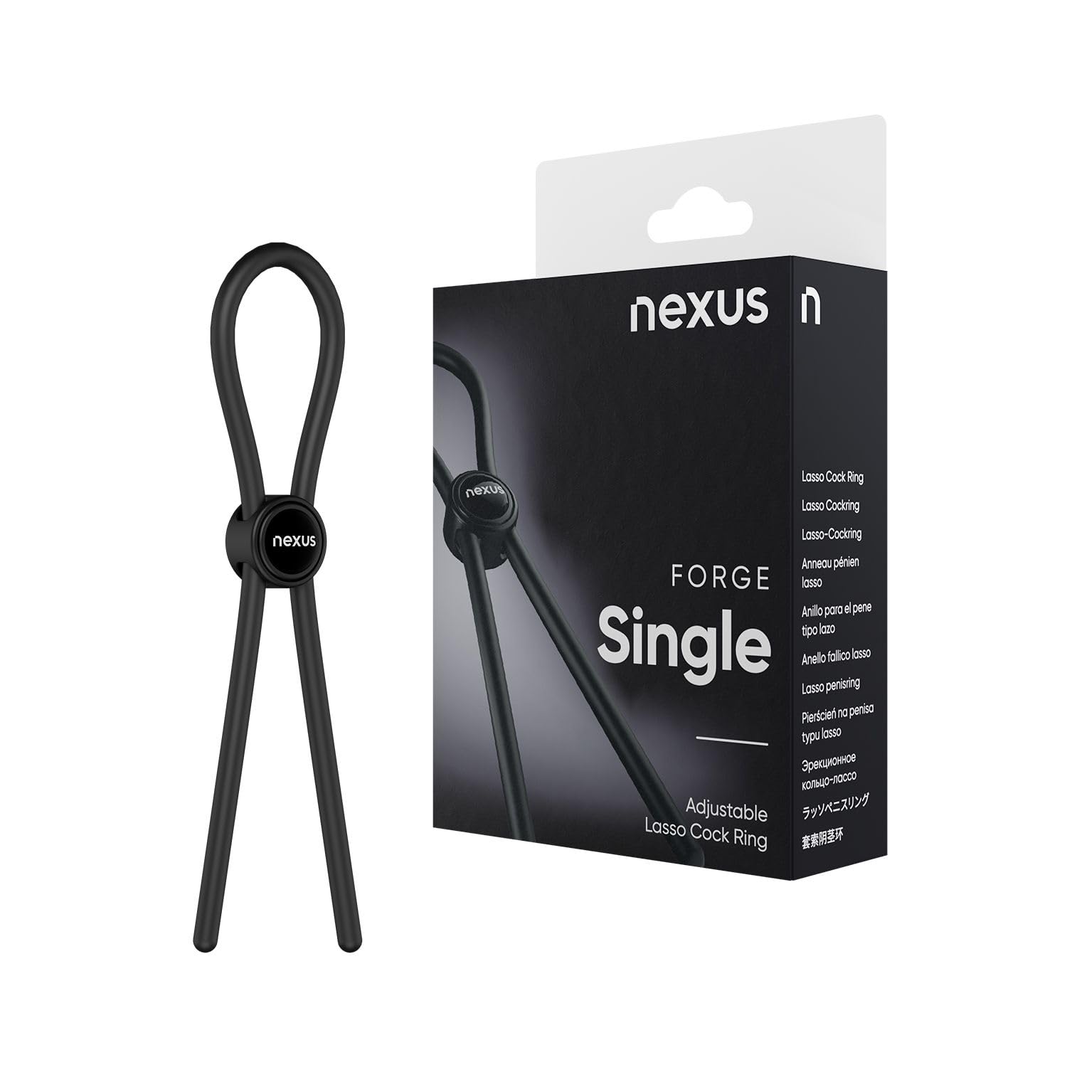 Nexus - Forge Single Adjustable Lasso Silicone Cock Ring Black