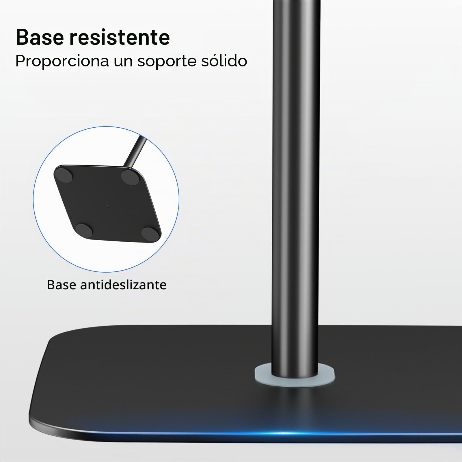 Soporte de suelo para tablet – Soporte universal para tablet con base resistente para teléfono móvil de 4,7 – 12,9 pulgadas, altura ajustable y giratorio 360 grados