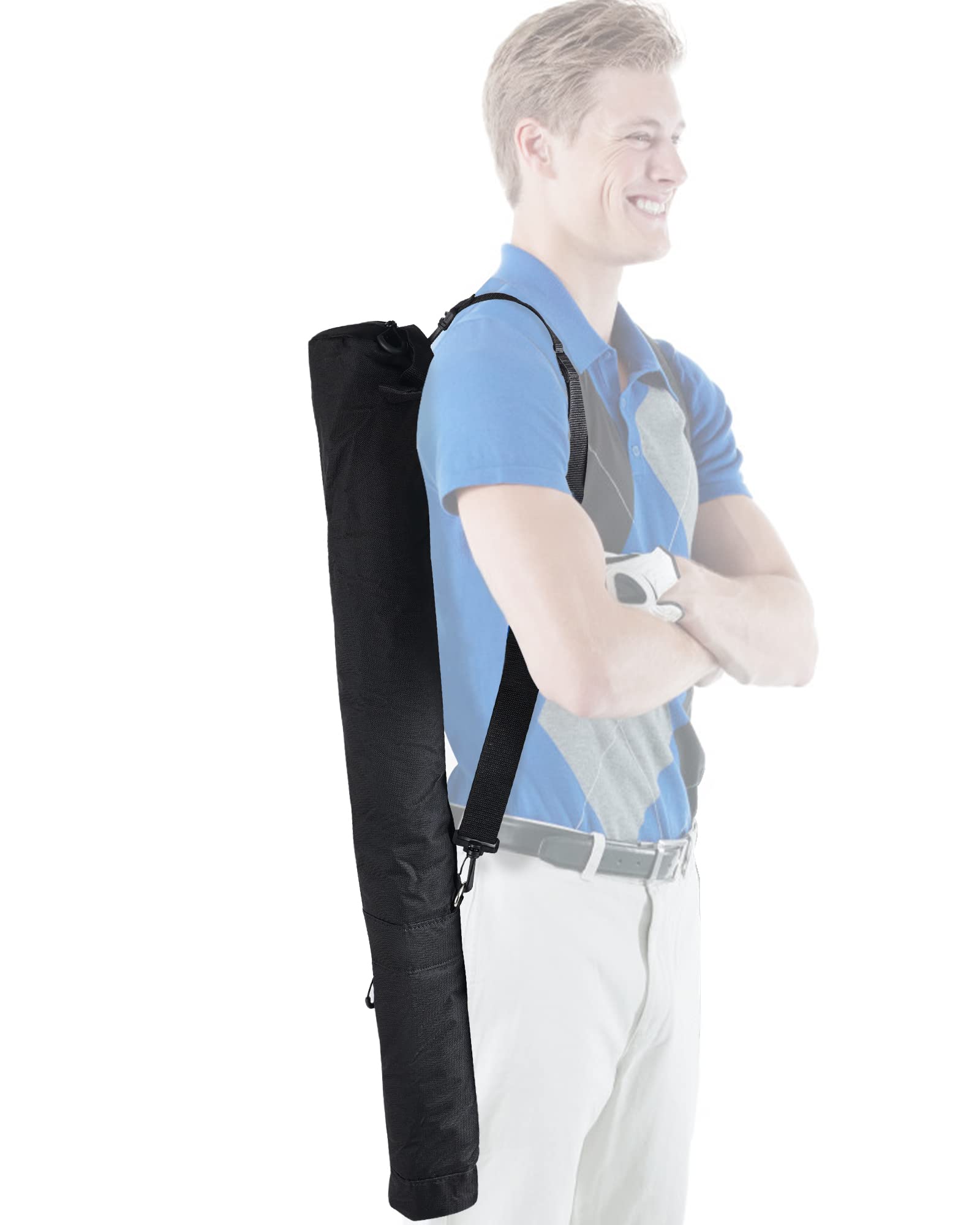 BIG TEETH 7-Can Golf Beer Holder Cooler Sleeve Isolato Bevande Cooler Tube Bag Storage Case con tracolla regolabile Chiusura a cerniera a prova di perdite