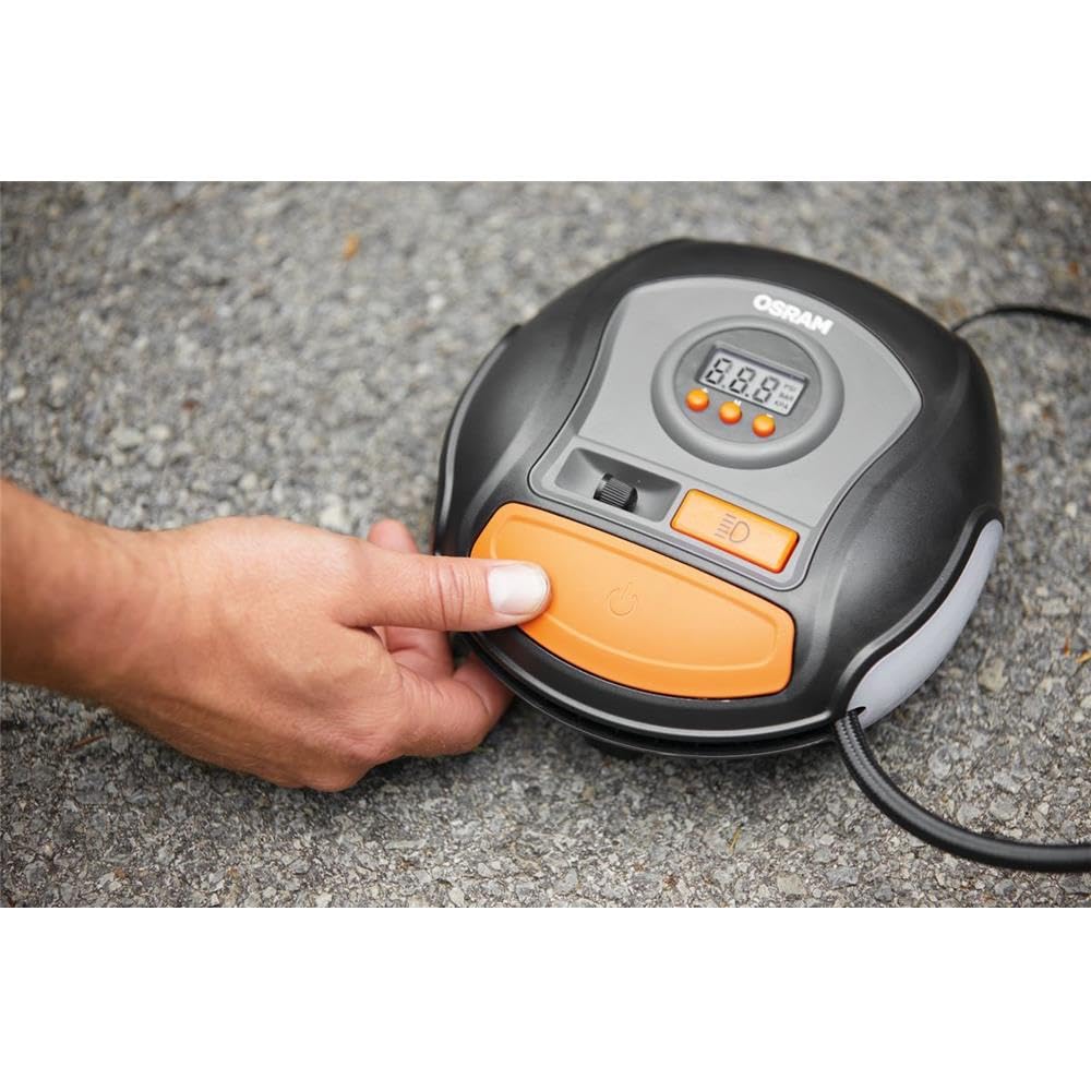 Osram TYREinflate 450, gonfleur de Pneu numérique avec lumière LED, compresseur d'air Portable 12 V pour pneus de Voiture, Alimentation Allume-Cigare, gonflage des pneus en 3,5 Min | compresseur d'air Portable 12 V pour pneus de Voiture, Alimentation Allu