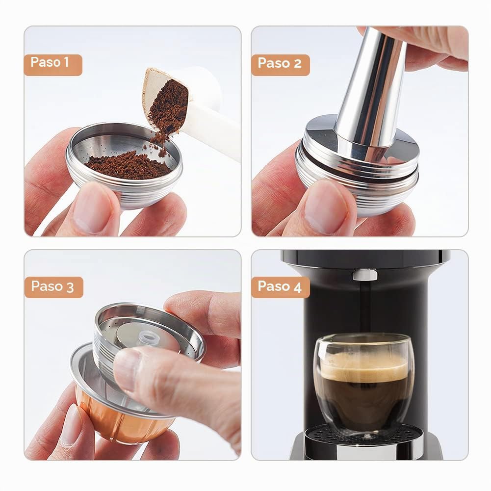Sesama Vertuo Series - Cápsula de café reutilizable de acero inoxidable compatible con VERTUO Next & VERTUO POP & VertuoPlus y Delonghi ENV135S Cápsulas de café reutilizables Nespresso