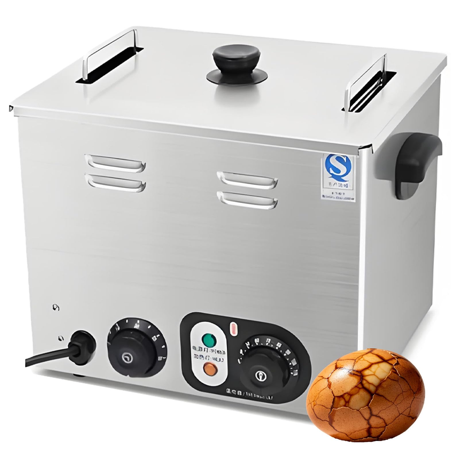 XNZJHPP 2600W Commercial Egg Cooker - Large Capacity Electric Steamer for Restaurants, Fast Heating Stainless Steel Boiler for Perfect Hot Spring Eggs, Soft-Boiled (Timing Withgrid)