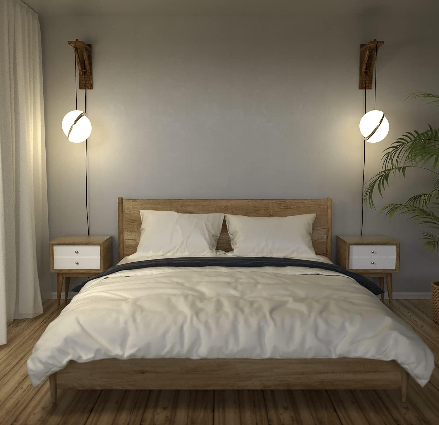 J JACKCUBE DESIGN Set of 2 Wall Mount Solid Rustic Wood Bracket Shelf for Hanging Sconce Pendant Lighting Fixture Lamps - MK1004A