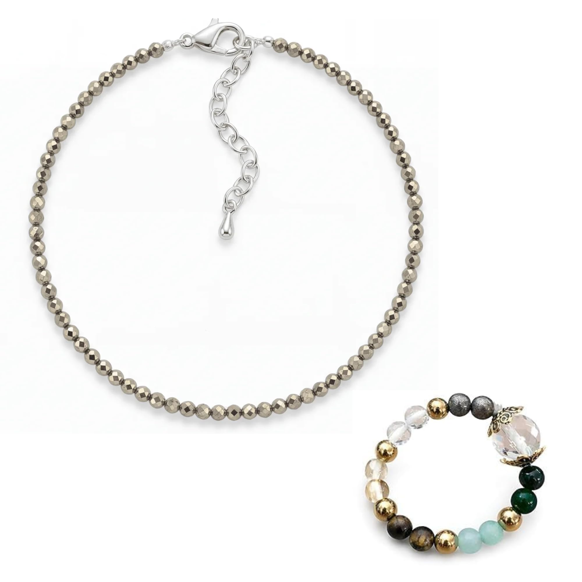 Dhan Yog Ring & Natural Pyrite Anklet Combo | Wealth Attraction Crystal Jewelry Set for Prosperity, Success & Positive Energy | Adjustable Spiritual Healing Accessories for Men & Women-image-5