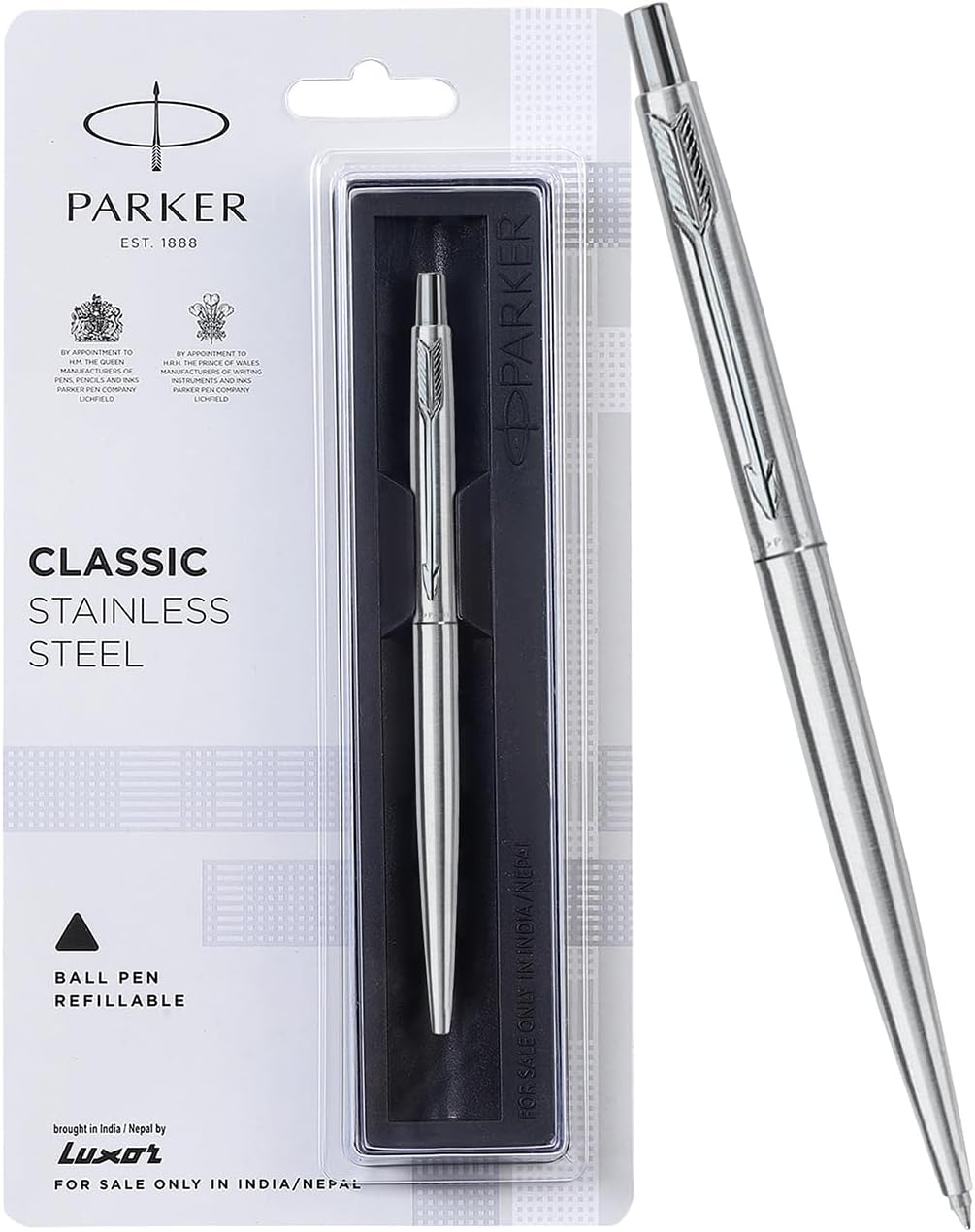 Parker Classic Stainless Steel CT Ball Pen (Blue Color) Fine Refill