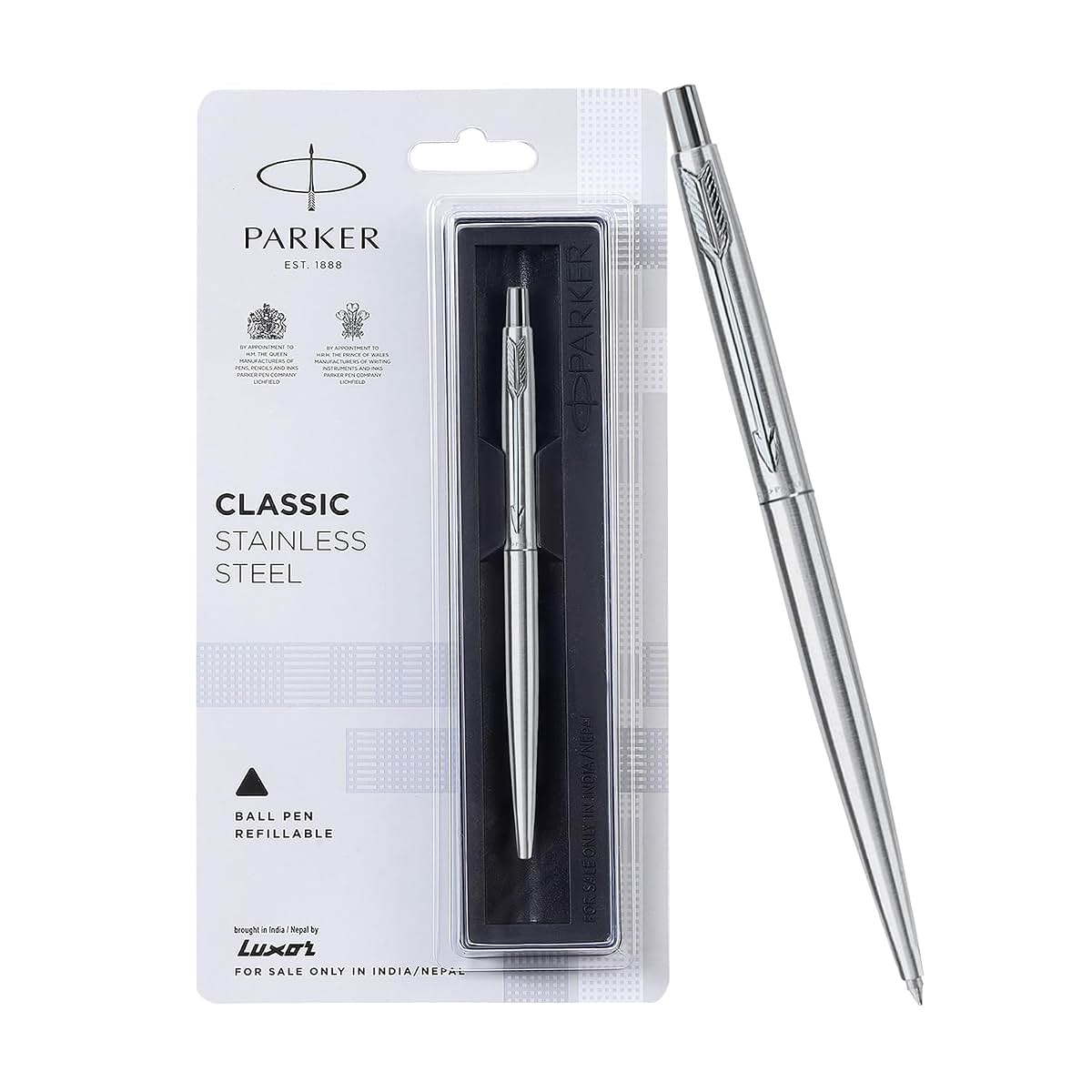 Silver Alloy Steel stationery: Parker Classic Stainless Steel Chrome Trim Ball Pen