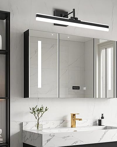 Miniatura 7 de Luz de tocador moderna negra LED ajustable accesorio de luz de baño sobre espejo giratorio iluminación de tocador (Negro, 23.6 pulgadas) Negro