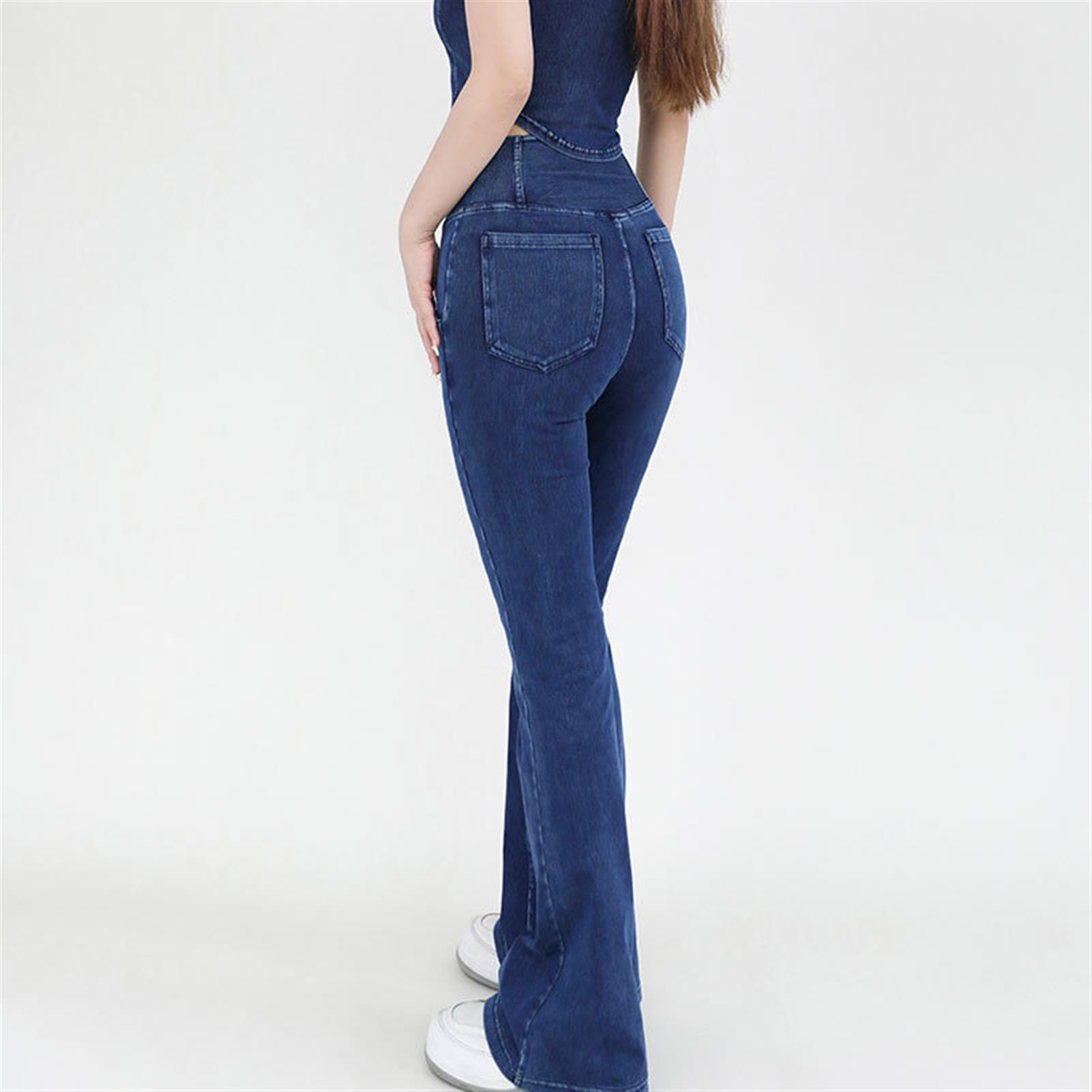 hixswnu Leggings Yoga Cross Vita delle Donne Alta Elasticità Anca Sollevamento Denim Sport Svasato Pantaloni con Doppie Tasche