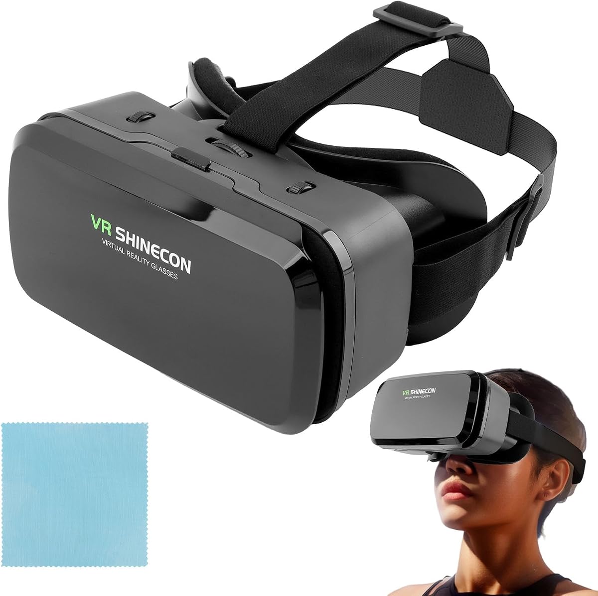 Auriculares VR para teléfono, gafas VR gran angular de 100° para teléfonos de 4,0 a 6,0 pulgadas | Configuraciones de lentes ajustables para una visualización clara, uso liviano y configuración sencilla para películas, juegos y contenido 3D