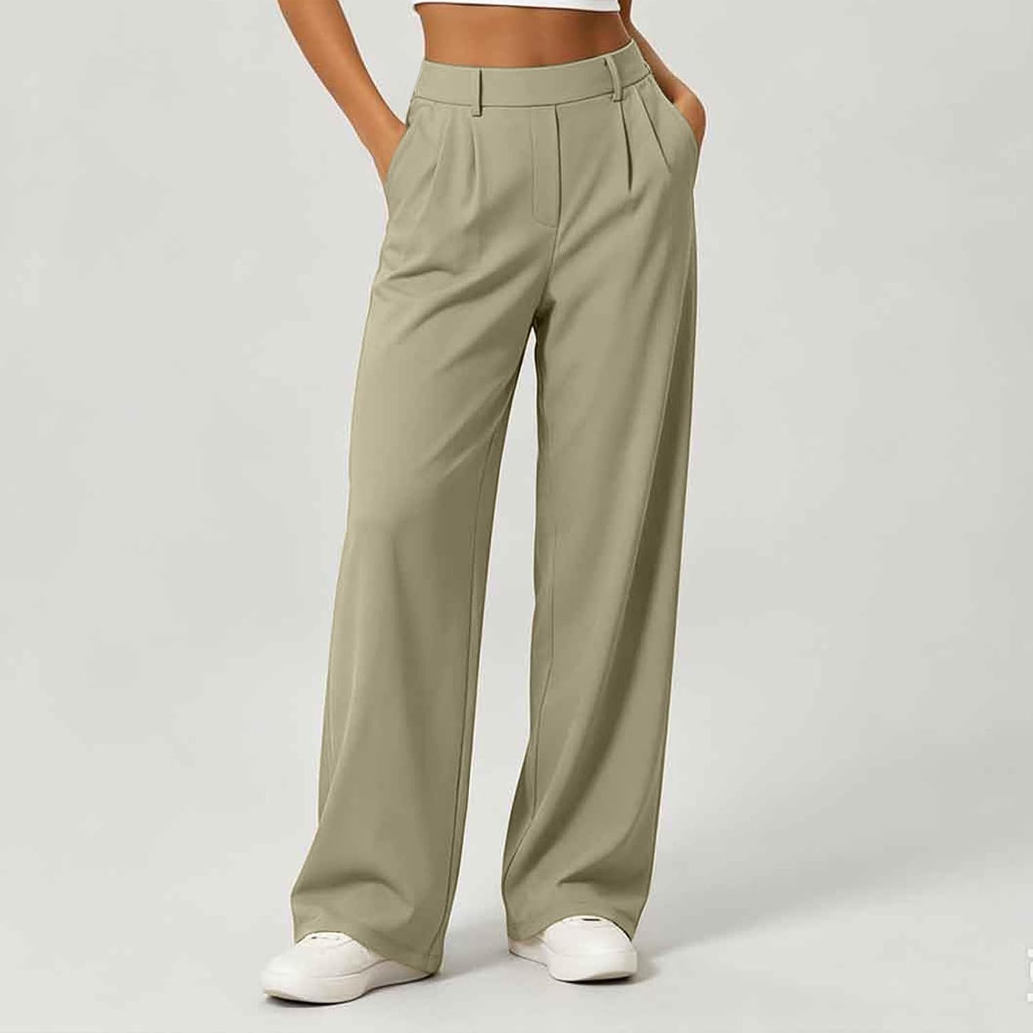 Womens High Waist Dress Pants Business Casual Work Office Pants Wide Leg Stretchy Lounge Trousers Loose Clothes