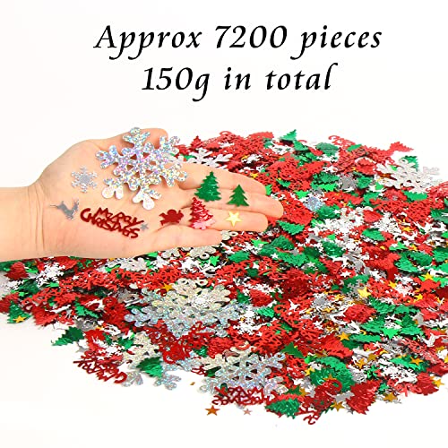 Image of FOIMAS 7200pcs Christmas Confetti,Snowflake Santa Claus Metallic Foil Sequins Glitter Table Scatters for Party Decoration