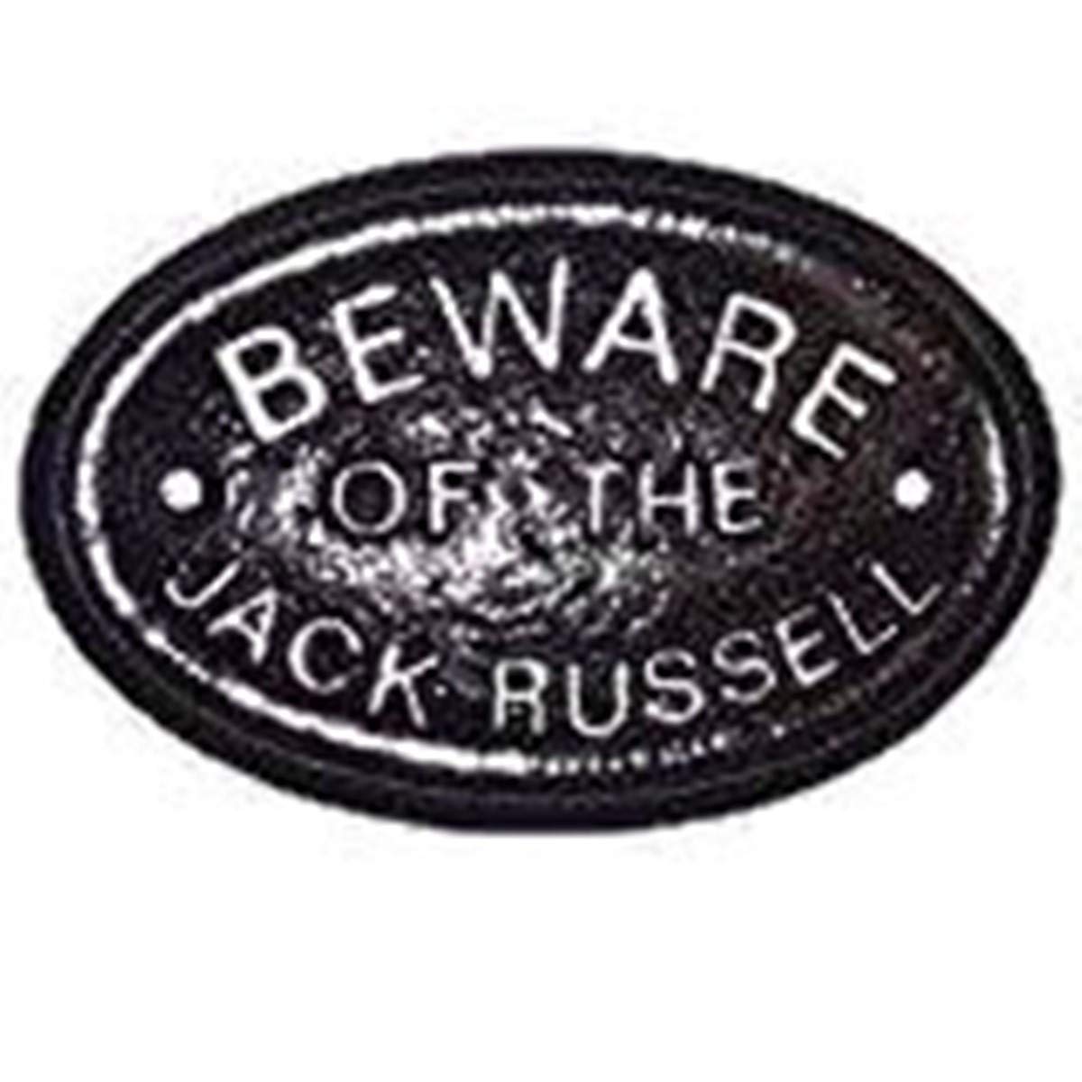 Artisan Silver Beware Of The Jack Russell Plaque Gate Sign In Black With Raised Lettering
