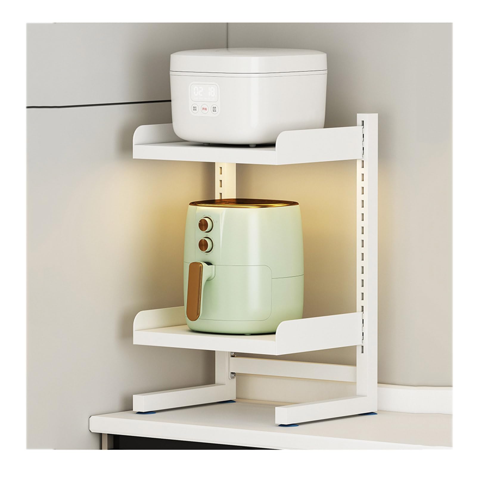 Meuble micro-ondes extensible à double niveau avec étagère de comptoir