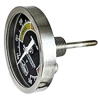 Vista 2 de Termómetro para barbacoa y parrilla Midwest Hearth, para asador, pit, barril de 3" de diámetro (tallo de 2.5" de longitud, esfera negra)