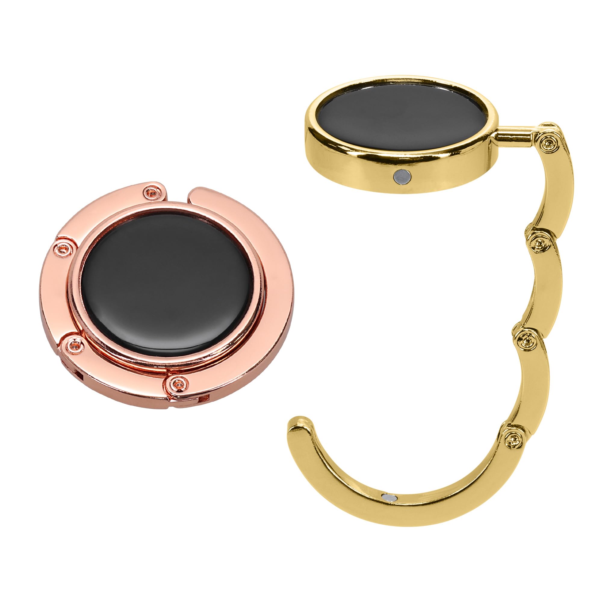 kwmobile Taschenhalter für Tisch - 2X Handtaschenhalter für Tisch - Taschenhaken faltbar - Taschen Aufhänger - Taschen Halter Haken - Tischhaken Set Rosegold Gold