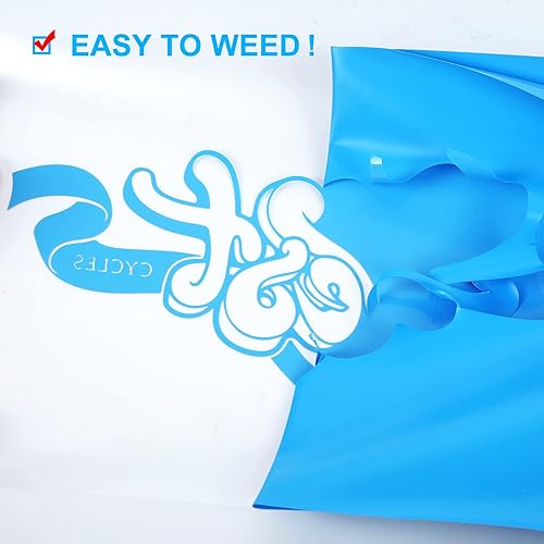 Miniatura 3 de FUNKAKA HTV - Rollos de vinilo de transferencia de calor, vinilo azul claro para planchar, vinilo HTV de 12 pulgadas x 9 pies, fácil de cortar y