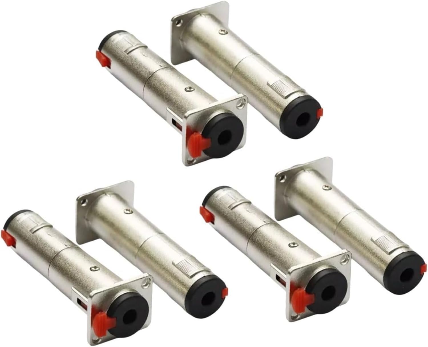 6PCS Silver 1/4 TRS to TRS Female Audio Feed Thru Connector Adapter for D Panel Mounting