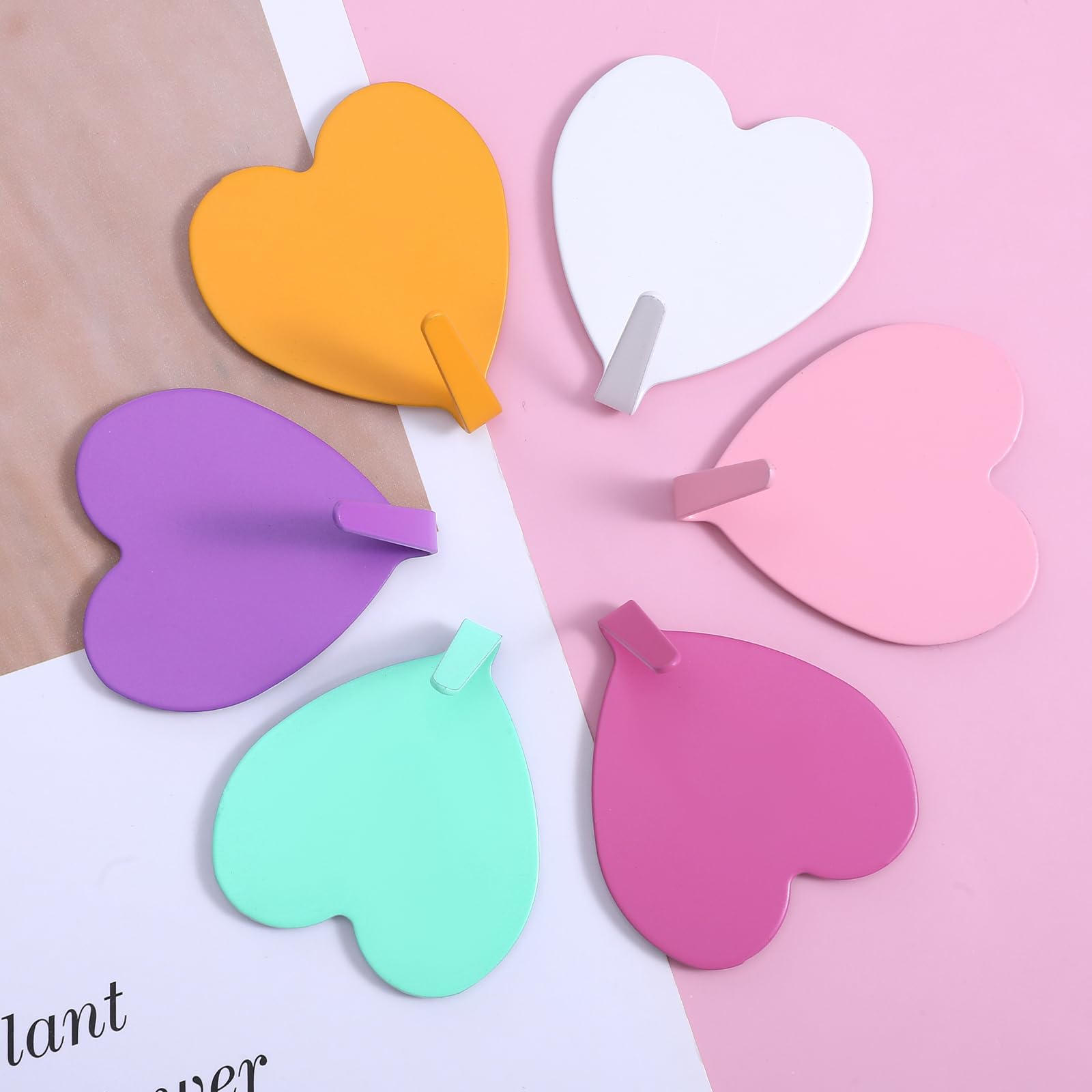 Dimeho 6 ganchos autoadhesivos de pared ganchos decorativos para colgar perchas de acero inoxidable coloridos ganchos adhesivos sin taladrar para toallas de baño, casa, llaves, cocina, oficina, aula