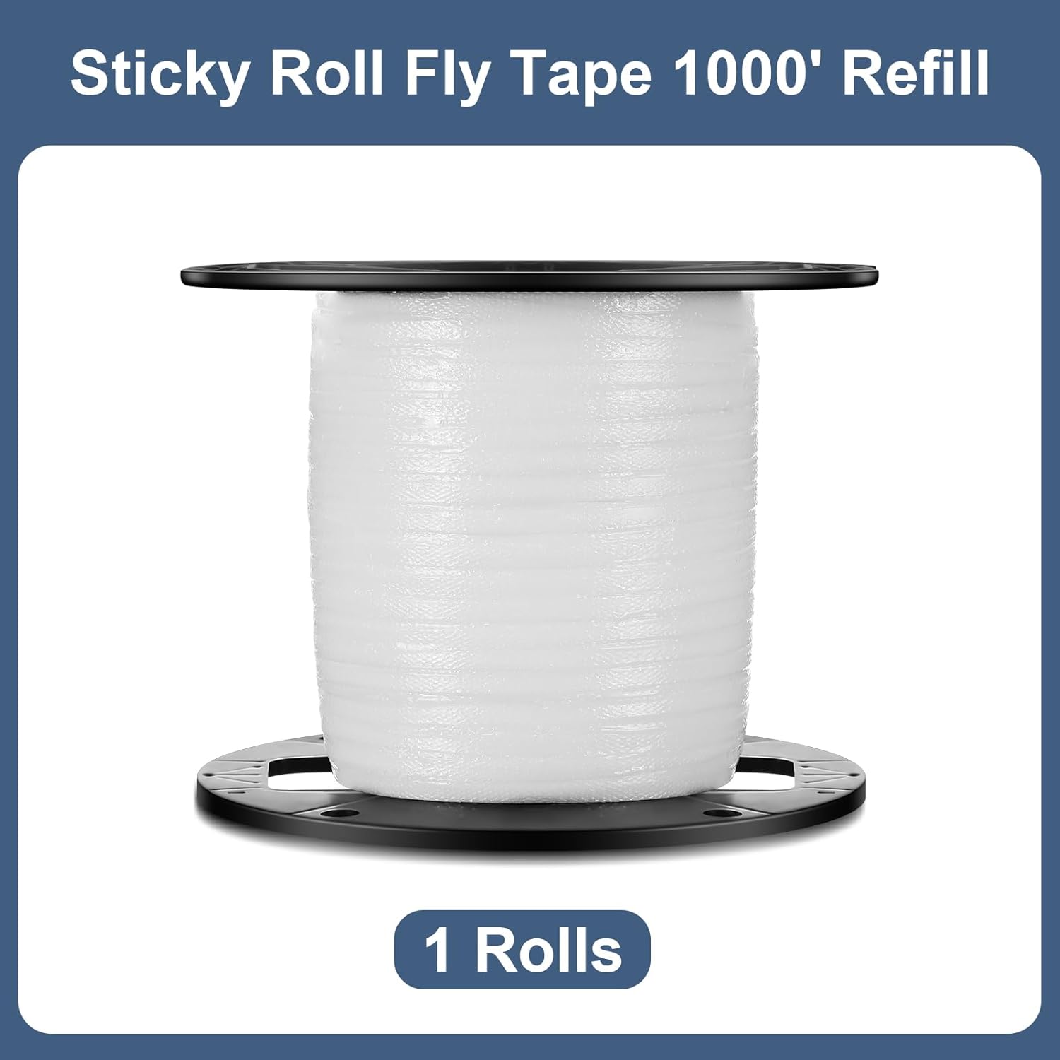 Qualirey 1 Pc Sticky Fly Tape Roll 1000 Ft, Fly Ribbon Line Trap Kit, Housefly Reel Sticky Tape Trap, Indoor Outdoor Disposable Bug Strip, Non-Toxic