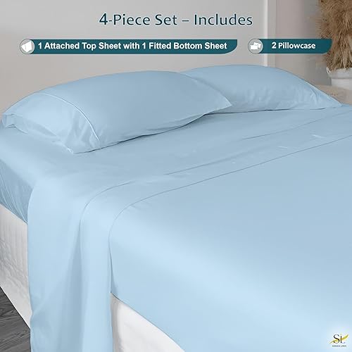Vista 65 de Shreem Linen California King Waterbed Sheets, 4-Piece 100% Egyptian Cotton Attached Sheet Set with 15" Deep Pocket, Soft & Breathable Bedsheets for
