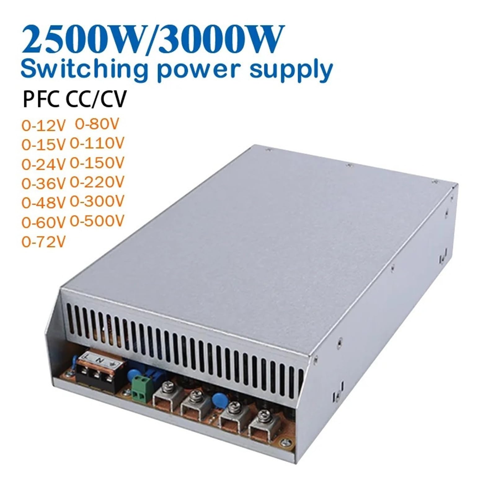 Zasilacz impulsowy regulowany PFC 2,5/3 kW 0–24 V do 0–500 V