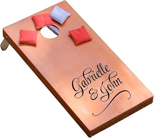 Custom Cornhole Board Decals, Personalized Corn Hole Vinyl Sticker, Wedding Reception Lawn Games, Set of 2
