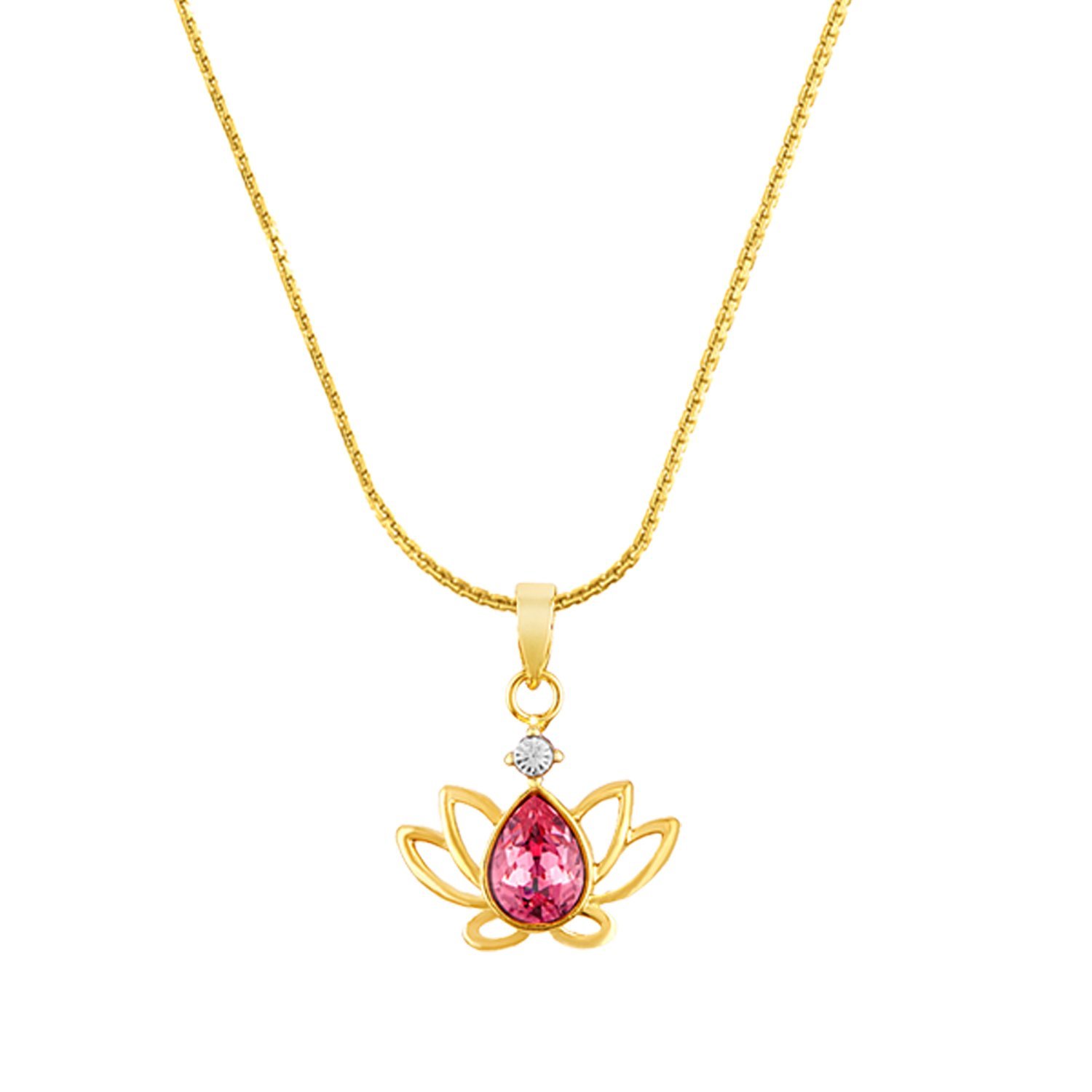 Pink Lotus Flower Gold Plated Pendant for Women PS1194134G-image-47