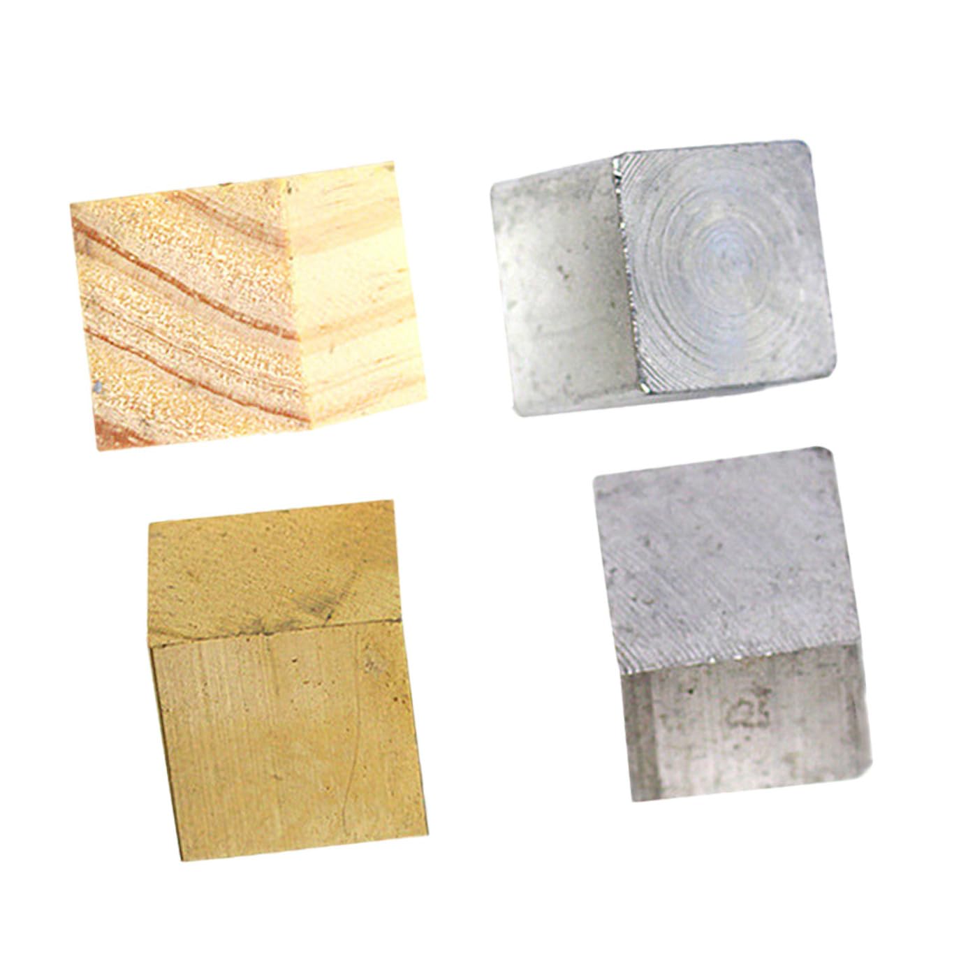 IMIKEYA Density Cubes Set for Physics Experiment, 4pcs Metal Blocks Including Wood, Copper, Iron, and Aluminum Cubes, Science Education Equipment for Secondary School Physics Teaching