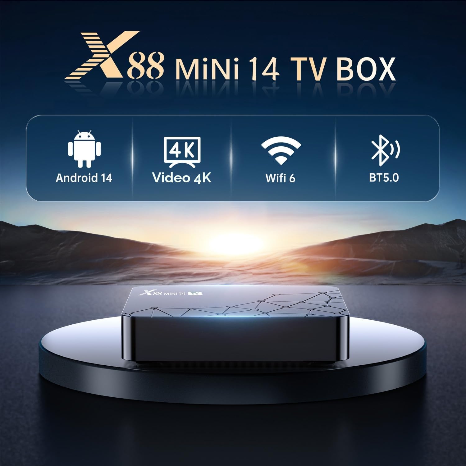 Box TV Android 14.0, Box Android 4K HDR10 2GB RAM 16GB ROM RK3518 Quad Core | Android Box Supports 2.4G/5G dual-band Wi-Fi6, BT 5.0, 64bit Cortex-A53 Chipset, Voice Control Smart TV Box