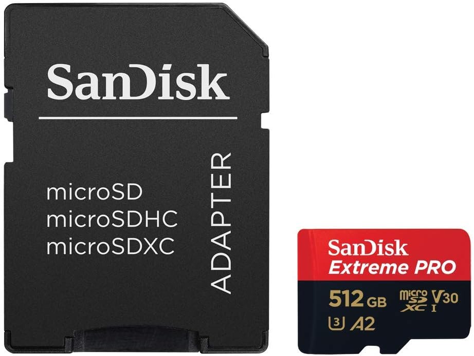 Sandisk 512gb extreme pro microsdxc + rescue deluxe 170mb/s a2 c10 v30 uhs-i u4