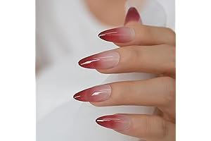 Demon Slayer Medium Length Red Gradient French Tips Press On Nails