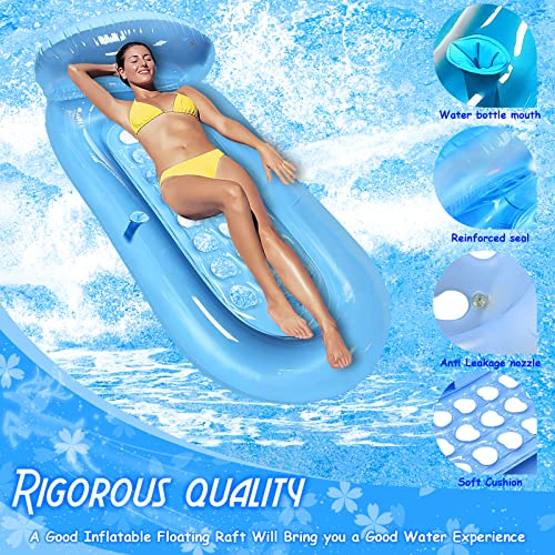 Coolguarder Inflatable Pool Float Lounger, Pool Raft Lounger Float With Headrest Water Hammock Cooling Pool Floatie Stable Relaxing For Adults Kids Swimming Pool Party Toy Tanning Lounge Floating #TOP1