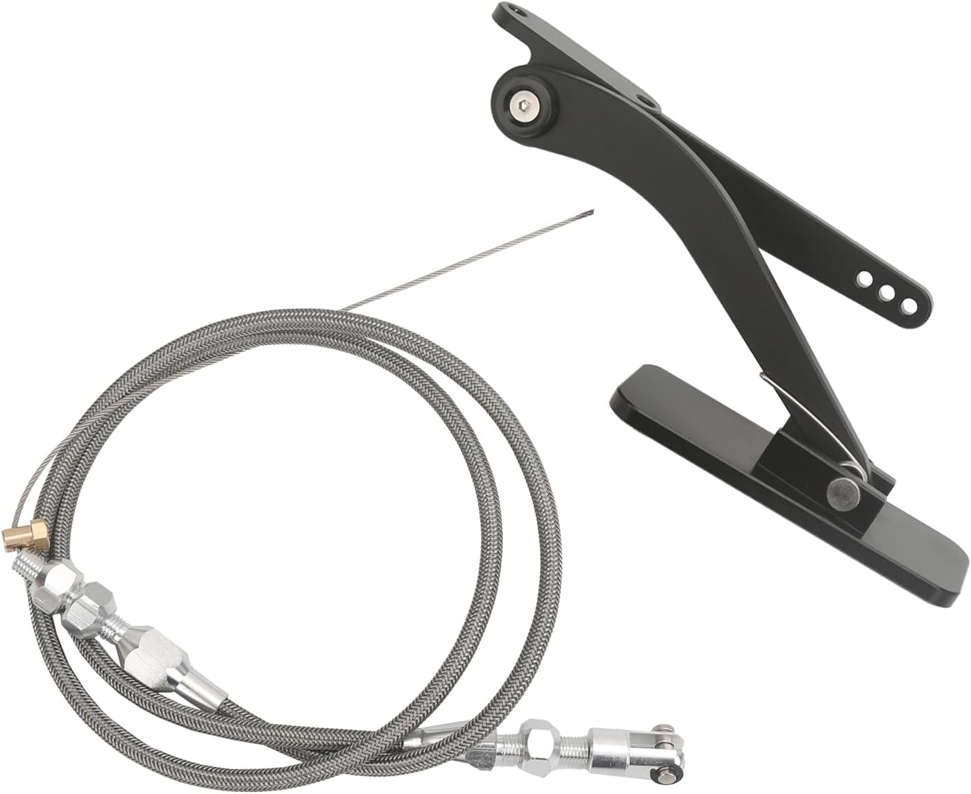 Universal Aluminum Throttle Pedal Includes Stainless Steel Braided 36" Throttle Cable Kit Compatible with GM Chevy Fit for Ford Mopar Street Rod Gas Pedal with 36" in Throttle Cable Kit