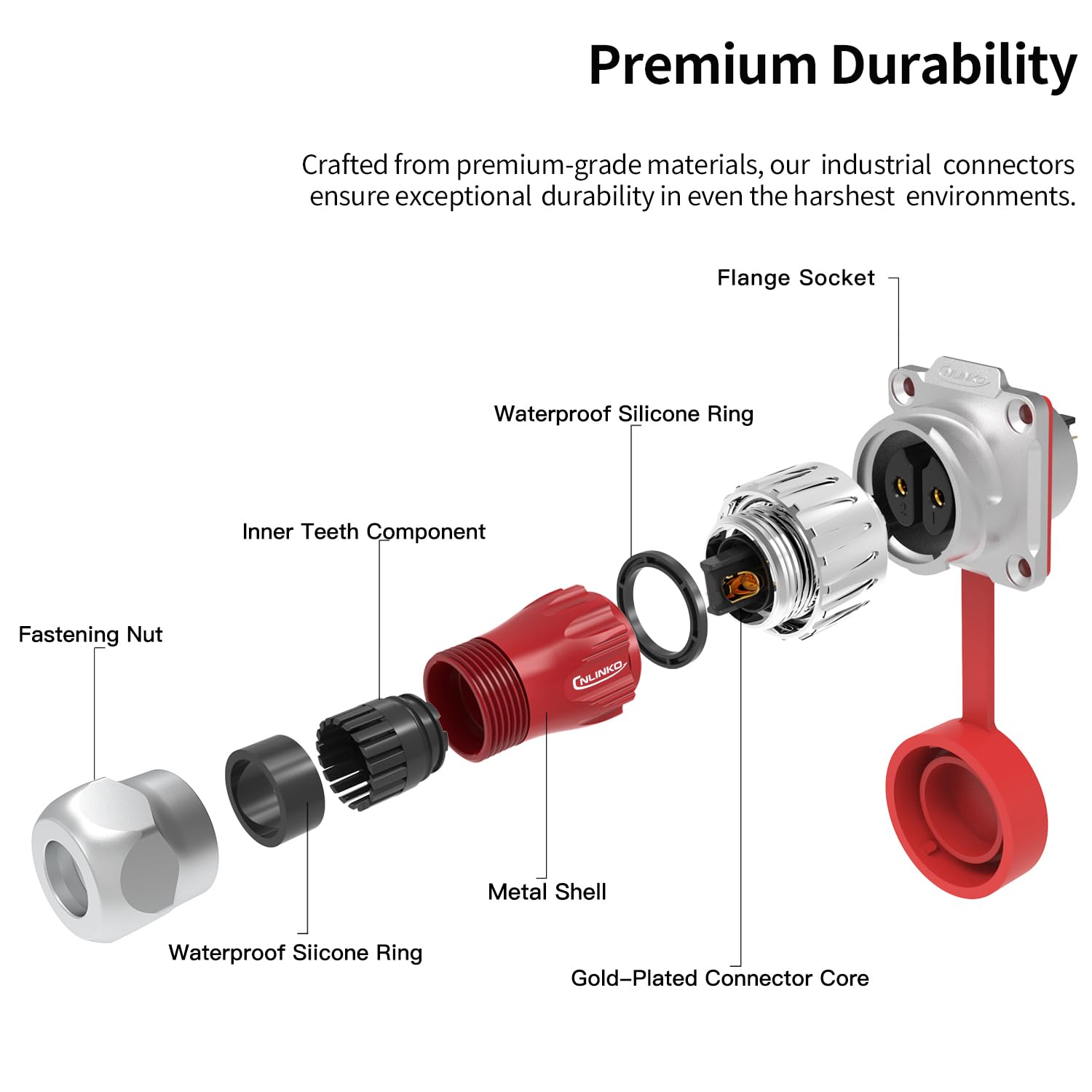 CNLINKO Connecteur étanche Industriel LP-24 IP68 Connecteur Circulaire Connecteur Circulaire PBT Coque En Plastique à Dégagement Rapide Connecteur Aéronautique M24 Prise à Bride (3 Broches