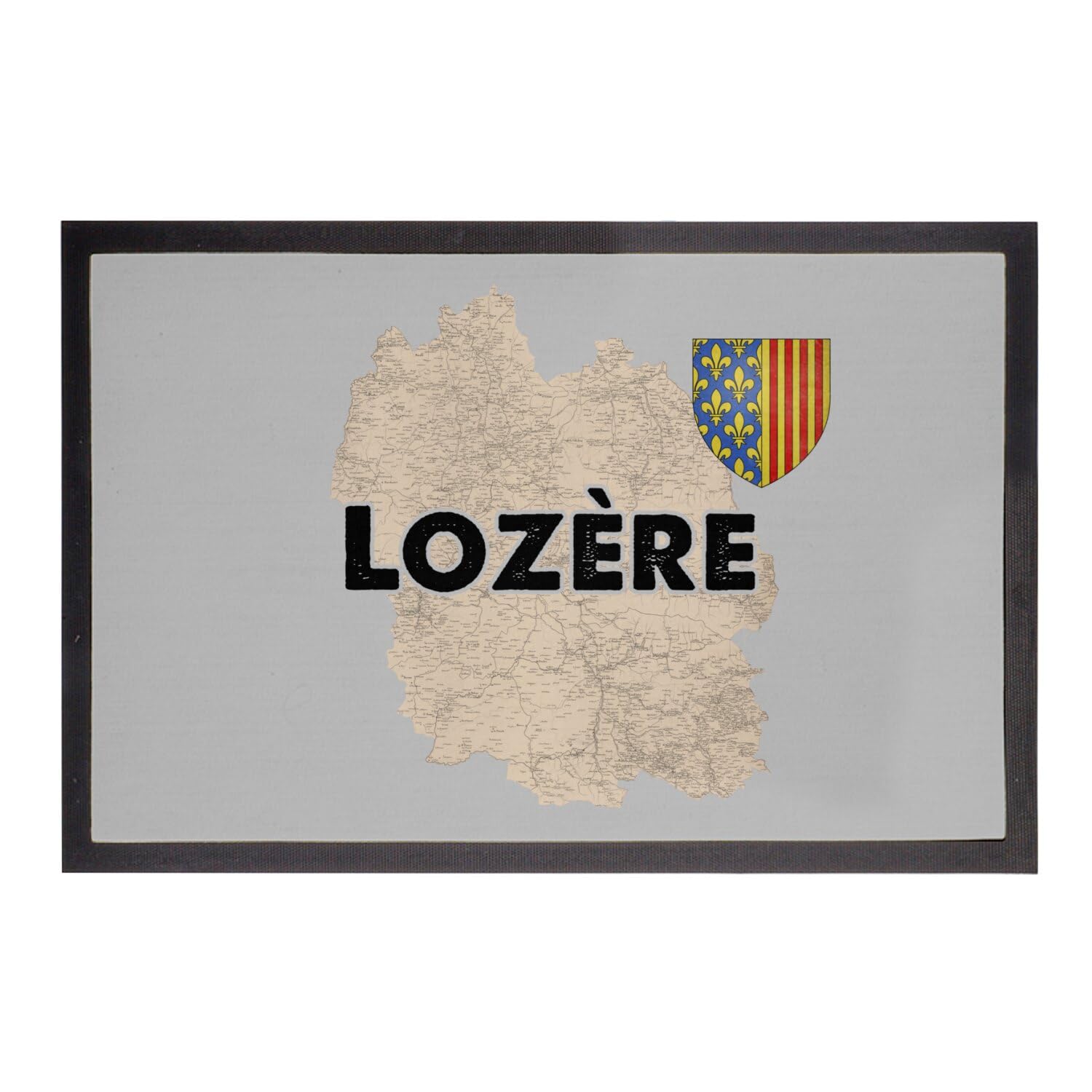 Paillasson Lozère 48 gris pour éliminer la saleté, carte ancienne Mende